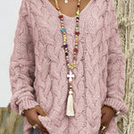 Oversized Cable Knit Hooded Sweater