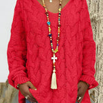 Oversized Cable Knit Hooded Sweater
