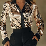 Nadorine Unique Printed Long Sleeve Satin Blouse for Women Elegant Office Work Dressy 2026 | Under $40