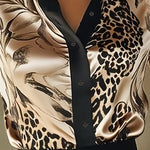 Nadorine Unique Printed Long Sleeve Satin Blouse for Women Elegant Office Work Dressy 2026 | Under $40