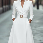 Modern Elegant Stand Collar A-Line Dress