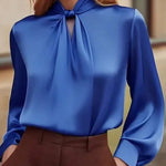 Nadorine Essential Satin Tie Neck Workwear Blouse for Women Elegant Office Work Dressy 2026 | Under $40