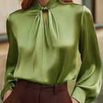 Nadorine Essential Satin Tie Neck Workwear Blouse for Women Elegant Office Work Dressy 2026 | Under $40