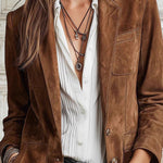 Retro Faux Suede Suit Jacket