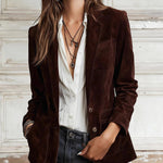 Retro Faux Suede Suit Jacket