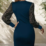 Fashion Puff Sleeve Wrap Bodycon Dress