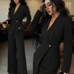 Formal Elegant One-Button Blazer Suit Set