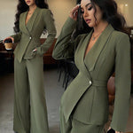 Formal Elegant One-Button Blazer Suit Set
