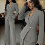 Formal Elegant One-Button Blazer Suit Set