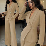 Formal Elegant One-Button Blazer Suit Set