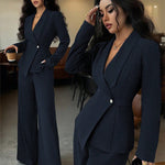 Formal Elegant One-Button Blazer Suit Set