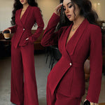Formal Elegant One-Button Blazer Suit Set
