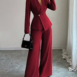 Formal Elegant One-Button Blazer Suit Set
