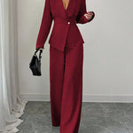 Formal Elegant One-Button Blazer Suit Set