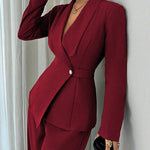 Formal Elegant One-Button Blazer Suit Set
