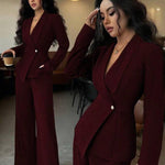 Formal Elegant One-Button Blazer Suit Set