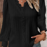 Nadorine Women's Cute Lace Patchwork Long Sleeve Blouse for Women Elegant Date Night Party 2026 | Under $40