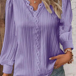 Nadorine Women's Cute Lace Patchwork Long Sleeve Blouse for Women Elegant Date Night Party 2026 | Under $40