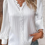 Nadorine Women's Cute Lace Patchwork Long Sleeve Blouse for Women Elegant Date Night Party 2026 | Under $40