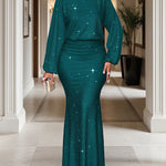 Semi Formal Glitter Fishtail Dress