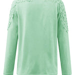 Nadorine Elegant Lace Cutout Long Sleeve T-Shirt for Women Casual Work Office Loose Fit 2026 | Under $25
