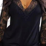 Nadorine Sexy Fashion Lace Patchwork V-Neck Top for Women Elegant Date Night Party 2026 | Under $40