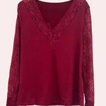 Nadorine Sexy Fashion Lace Patchwork V-Neck Top for Women Elegant Date Night Party 2026 | Under $40