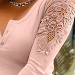 Nadorine Elegant Lace Patchwork Slim Fit Knit Top for Women Elegant Date Night Party 2026 | Under $40