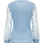 Nadorine Stylish 3D Flower Decor Mesh Sleeve Blouse for Women Casual Work Office Loose Fit 2026 | Under $40