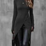 Sophisticated Vintage Split Hem Bodycon T-shirt