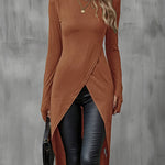 Sophisticated Vintage Split Hem Bodycon T-shirt