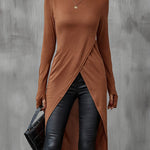Sophisticated Vintage Split Hem Bodycon T-shirt