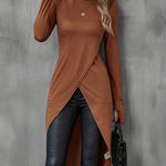 Sophisticated Vintage Split Hem Bodycon T-shirt