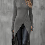 Sophisticated Vintage Split Hem Bodycon T-shirt