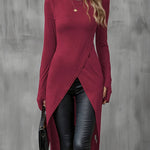 Sophisticated Vintage Split Hem Bodycon T-shirt