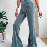 Nadorine Chic High Waist Corduroy Flared Pants