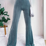 Nadorine Chic High Waist Corduroy Flared Pants