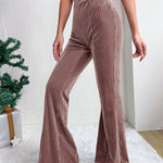 Nadorine Chic High Waist Corduroy Flared Pants