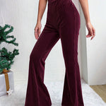 Nadorine Chic High Waist Corduroy Flared Pants