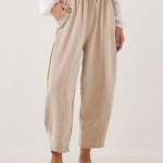 High Waist Loose Fit Drawstring Ankle Pants