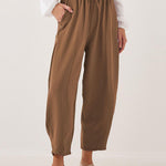 High Waist Loose Fit Drawstring Ankle Pants