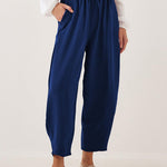 High Waist Loose Fit Drawstring Ankle Pants