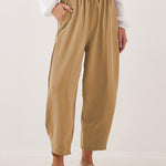 High Waist Loose Fit Drawstring Ankle Pants