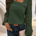 Zeagoo Zeagoo Chic Slant collar Floral Cutout Sleeve Top for Women Casual Boho Summer Vacation 2026 | Under $40