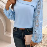 Zeagoo Zeagoo Chic Slant collar Floral Cutout Sleeve Top for Women Casual Boho Summer Vacation 2026 | Under $40