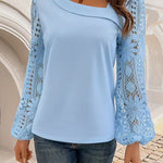 Zeagoo Zeagoo Chic Slant collar Floral Cutout Sleeve Top for Women Casual Boho Summer Vacation 2026 | Under $40