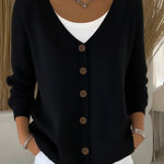 Nadorine Women's Casual Comfort V-Neck Knit Cardigan
