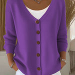 Nadorine Women's Casual Comfort V-Neck Knit Cardigan
