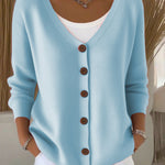 Nadorine Women's Casual Comfort V-Neck Knit Cardigan