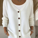 Nadorine Women's Casual Comfort V-Neck Knit Cardigan